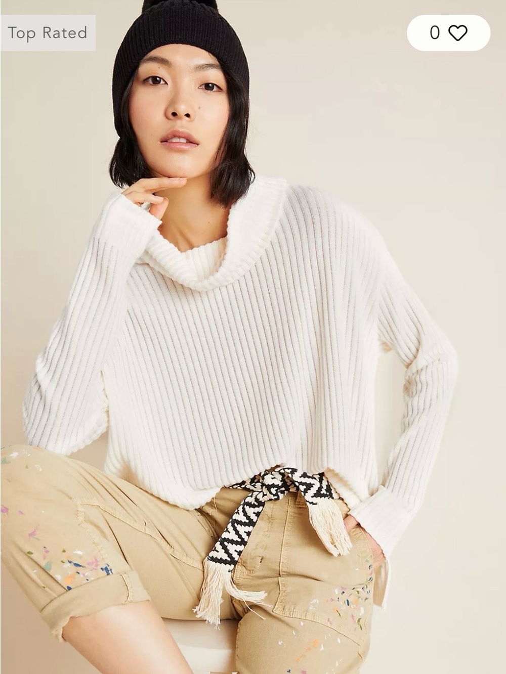 Maeve Anthropologie Cream Vanna Cowl Neck Sweater Medium